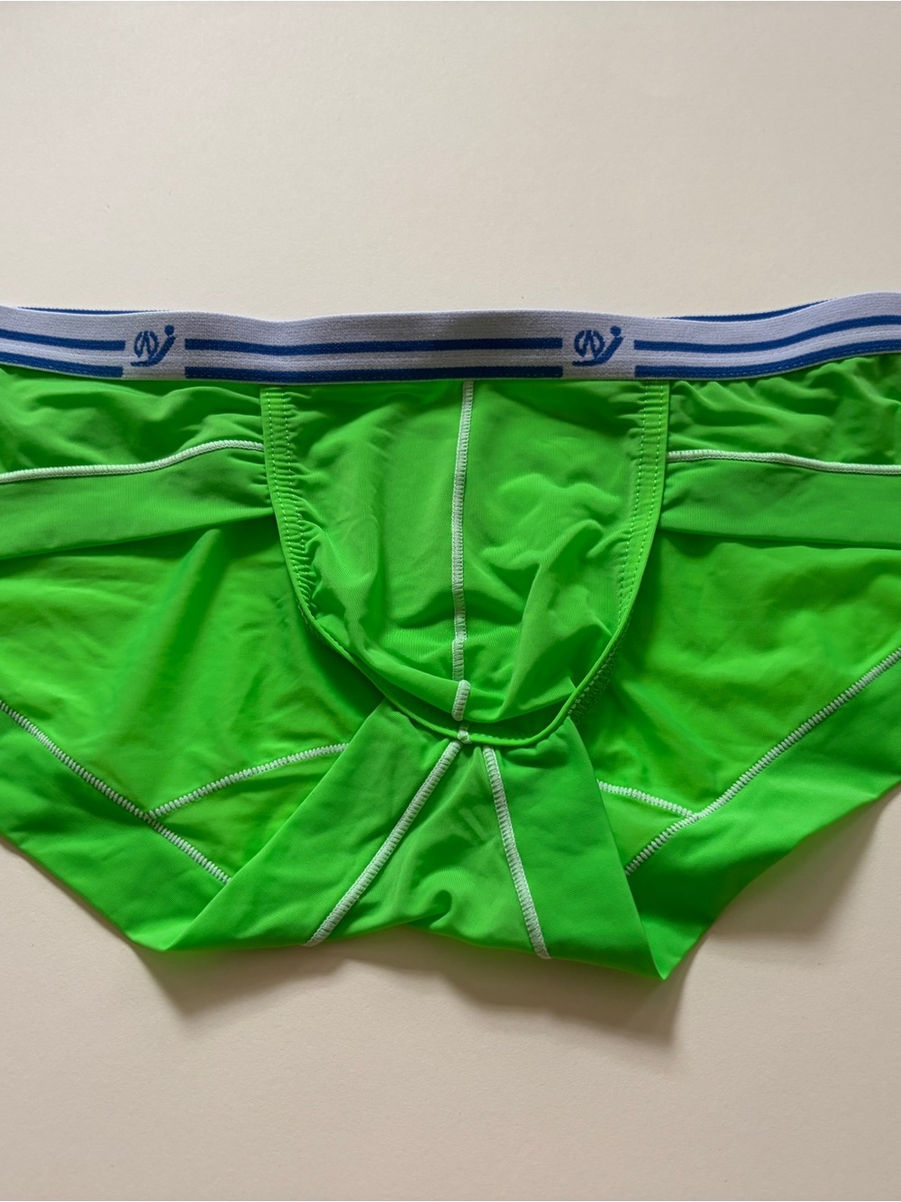 Men's Neon Green Support Briefs with Contrast Waistband - Picture 1 of 1